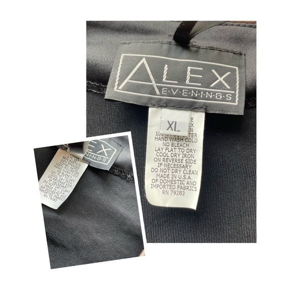 Alex Evenings formal Jacket Open front Black floral Size XL Metallic stretch - Picture 5 of 10